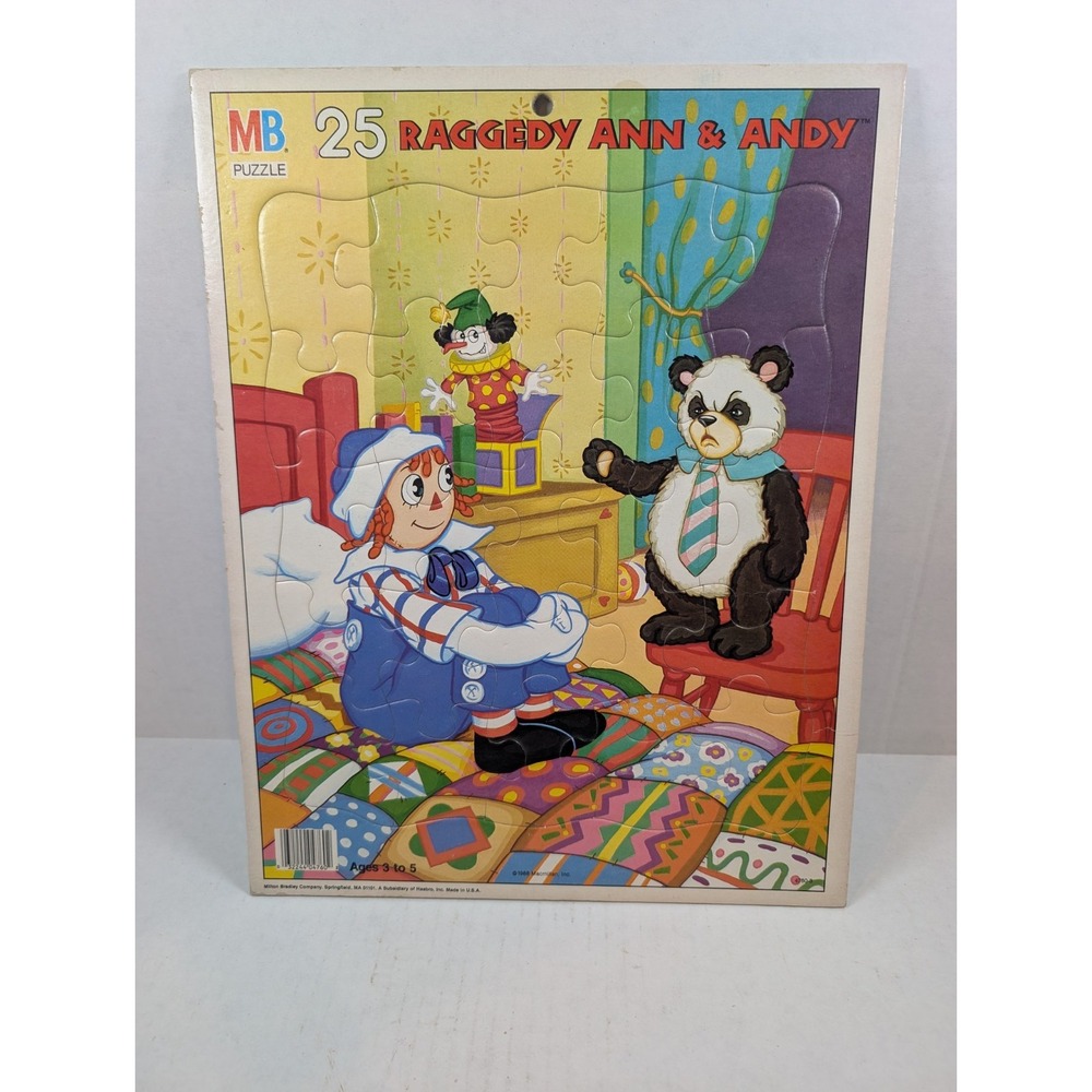 Milton Bradley Raggedy Ann & Andy 25-Piece Cardboard Puzzle Ages 3-5 1988